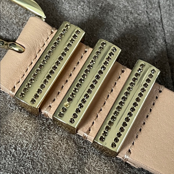 J. Crew Leather Belt Gold Hardware with Rhinestones XS - Picture 8 of 9